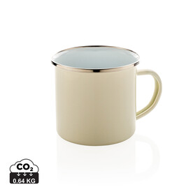Vintage Emaille Becher weiß bedrucken, Art.-Nr. P432.353
