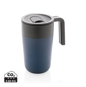GRS recycelte PP und Stainless Steel Tasse mit Griff navy blau bedrucken, Art.-Nr. P433.235