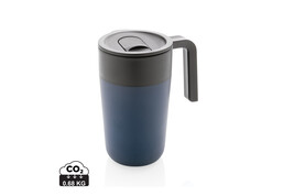 GRS recycelte PP und Stainless Steel Tasse mit Griff navy blau bedrucken, Art.-Nr. P433.235