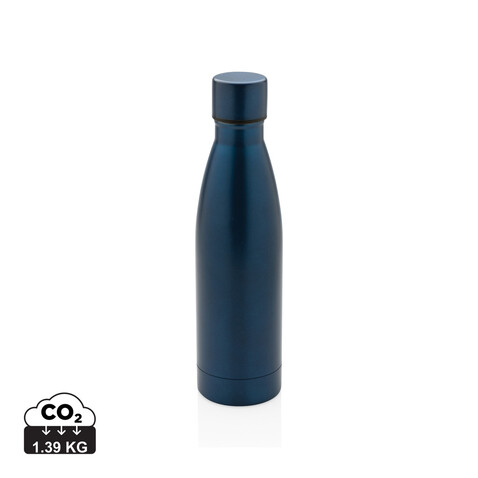 RCS recycelte Stainless Steel Solid Vakuum-Flasche navy blau bedrucken, Art.-Nr. P433.275