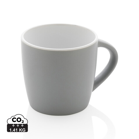 Keramiktasse innen coloriert, 300ml grau, weiß bedrucken, Art.-Nr. P434.002