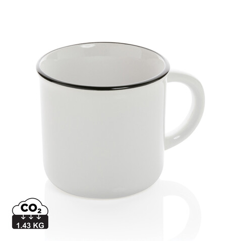 Vintage Keramiktasse, 280ml weiß, weiß bedrucken, Art.-Nr. P434.033