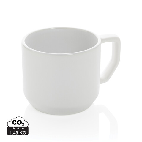 Moderne Keramiktasse, 350ml weiß, weiß bedrucken, Art.-Nr. P434.043
