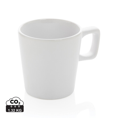 Moderne Keramik Kaffeetasse, 300ml weiß, weiß bedrucken, Art.-Nr. P434.053