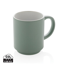 Stapelbare Keramiktasse, 180ml grün bedrucken, Art.-Nr. P434.077