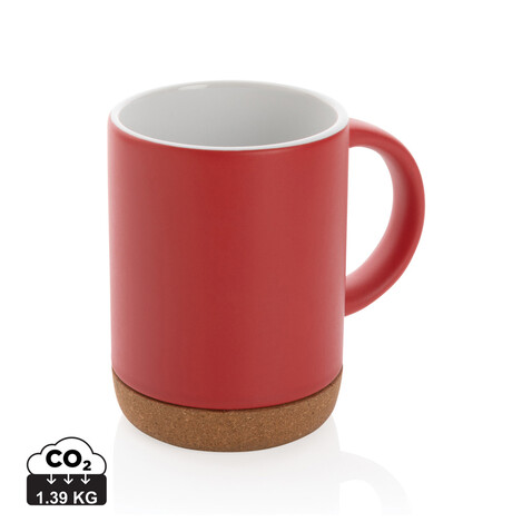 Keramikbecher mit Korkboden, 280ml rot bedrucken, Art.-Nr. P434.084