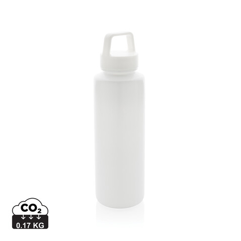 Wasserflasche mit Henkel aus RCS rPP weiß bedrucken, Art.-Nr. P435.013