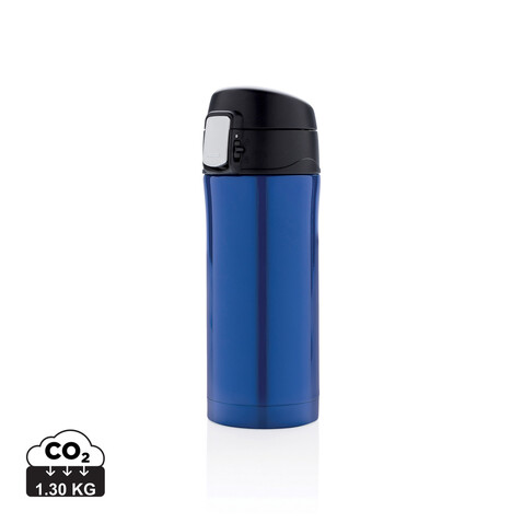 Easy-Lock Vakuum-Becher aus RCS recyceltem Stainless-Steel blau bedrucken, Art.-Nr. P435.065