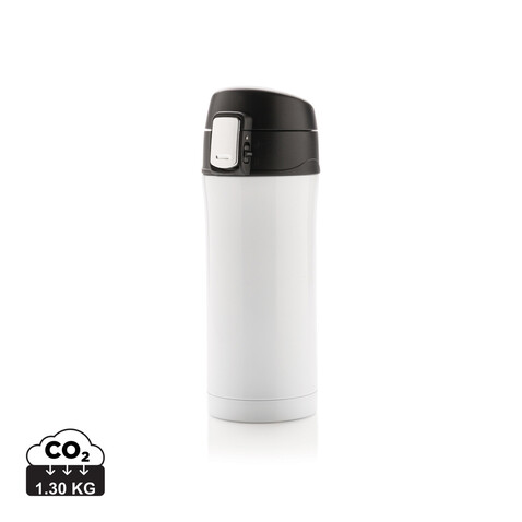 Easy-Lock Vakuum-Becher aus RCS recyceltem Stainless-Steel weiß bedrucken, Art.-Nr. P435.063