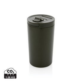Doppelwandiger Vakuum-Becher aus RCS recyceltem SS grün bedrucken, Art.-Nr. P435.097