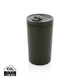 Doppelwandiger Vakuum-Becher aus RCS recyceltem SS grün bedrucken, Art.-Nr. P435.097