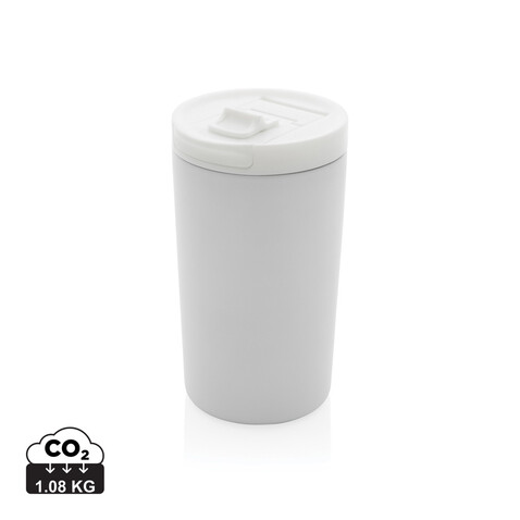 Doppelwandiger Vakuum-Becher aus RCS recyceltem SS weiß bedrucken, Art.-Nr. P435.093