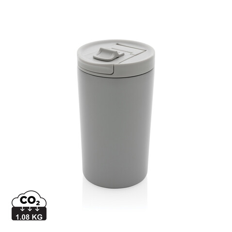 Doppelwandiger Vakuum-Becher aus RCS recyceltem SS grau bedrucken, Art.-Nr. P435.092