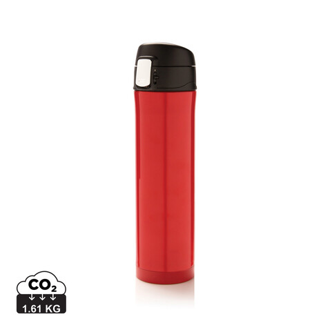 Easy Lock Vakuum-Flasche aus RCS recyceltem Stahl rot bedrucken, Art.-Nr. P435.504