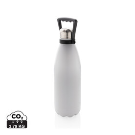 Große Vakuumflasche aus RCS recyceltem Stainless-Steel 1,5L weiß bedrucken, Art.-Nr. P435.513