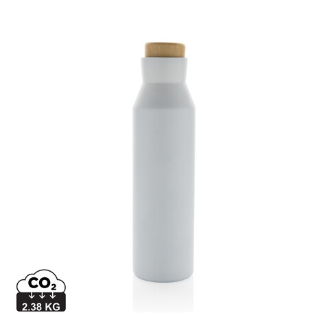 Gaia Vakuumflasche aus RCS recyceltem Stainless-Steel weiß bedrucken, Art.-Nr. P435.523