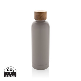 Wood Vakuumflasche aus RCS recyceltem Stainless-Steel grau bedrucken, Art.-Nr. P435.539 Wood Vakuumflasche aus RCS recyceltem Stainless-Steel grau bedrucken, Art.-Nr. P435.539
