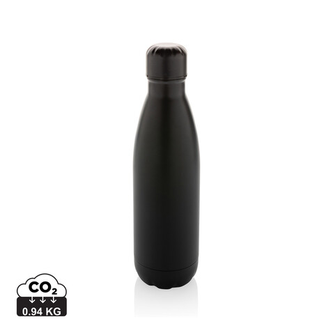 Eureka einwandige Wasserflasche aus RCS rec. Stainless-Steel schwarz bedrucken, Art.-Nr. P435.721