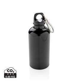 Aluminium Sportflasche mit Karabiner schwarz bedrucken, Art.-Nr. P436.161