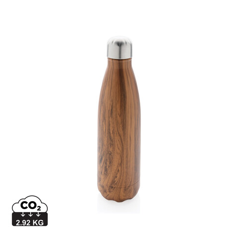Vakuumisolierte Stainless Steel Flasche mit Holzoptik braun bedrucken, Art.-Nr. P436.489