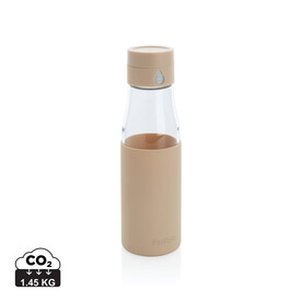 Ukiyo Trink-Tracking-Flasche aus Glas mit Hülle braun bedrucken, Art.-Nr. P436.729
