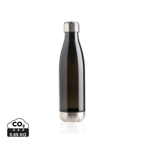 Auslaufsichere Trinkflasche mit Stainless-Steel-Deckel schwarz bedrucken, Art.-Nr. P436.751