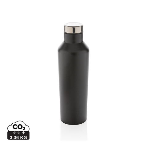 Moderne Vakuum-Flasche aus Stainless Steel schwarz bedrucken, Art.-Nr. P436.761