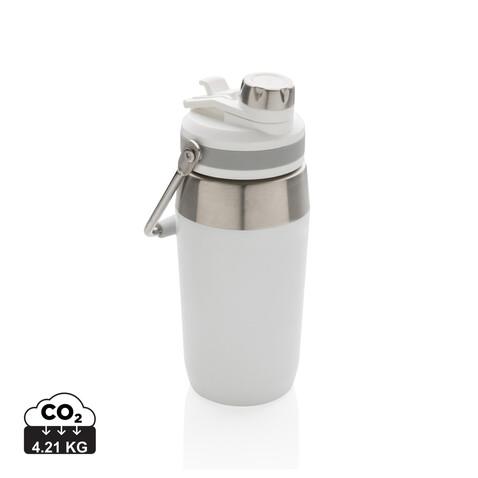 500ml Vakuum StainlessSteel Flasche mit Dual-Deckel-Funktion weiß bedrucken, Art.-Nr. P436.973