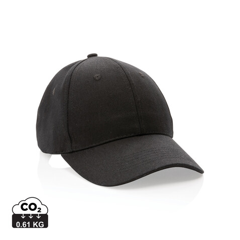 Impact 6 Panel Kappe aus 280gr rCotton mit AWARE™ Tracer schwarz bedrucken, Art.-Nr. P453.301