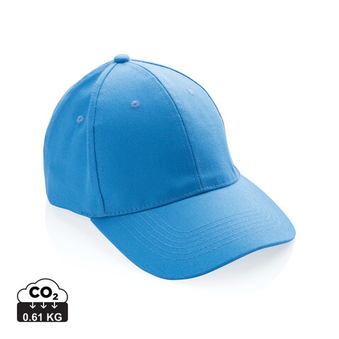 Impact 6 Panel Kappe aus 280gr rCotton mit AWARE™ Tracer tranquil blue bedrucken, Art.-Nr. P453.465