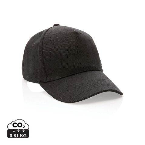 Impact 5 Panel Kappe aus 280gr rCotton mit AWARE™ Tracer schwarz bedrucken, Art.-Nr. P453.311