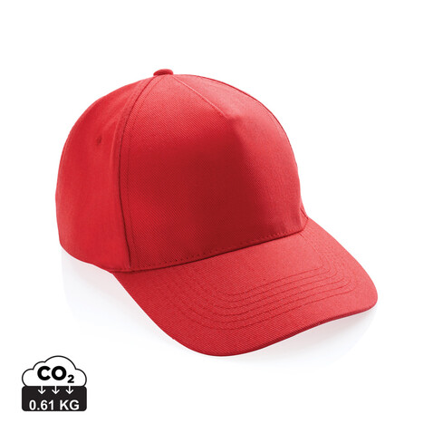 Impact 5 Panel Kappe aus 280gr rCotton mit AWARE™ Tracer luscious red bedrucken, Art.-Nr. P453.474