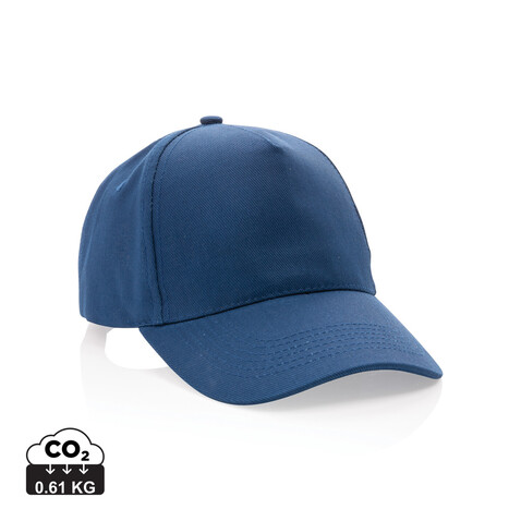 Impact 5 Panel Kappe aus 280gr rCotton mit AWARE™ Tracer navy blau bedrucken, Art.-Nr. P453.319