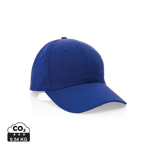 Impact 6 Panel Kappe aus 190gr rCotton mit AWARE™ Tracer blau bedrucken, Art.-Nr. P453.325