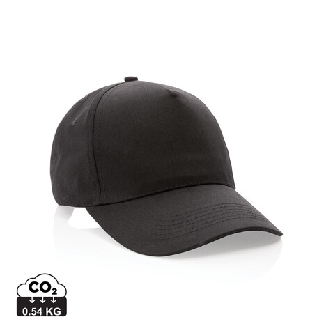 Impact 5 Panel Kappe aus 190gr rCotton mit AWARE™ Tracer schwarz bedrucken, Art.-Nr. P453.331