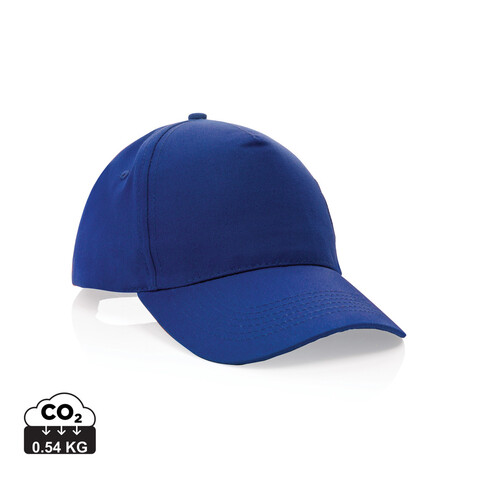 Impact 5 Panel Kappe aus 190gr rCotton mit AWARE™ Tracer blau bedrucken, Art.-Nr. P453.335