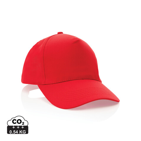 Impact 5 Panel Kappe aus 190gr rCotton mit AWARE™ Tracer rot bedrucken, Art.-Nr. P453.334