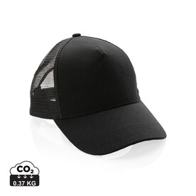 Impact AWARE™ 190gr Brushed rCotton 5 Panel Trucker-Cap schwarz bedrucken, Art.-Nr. P453.351