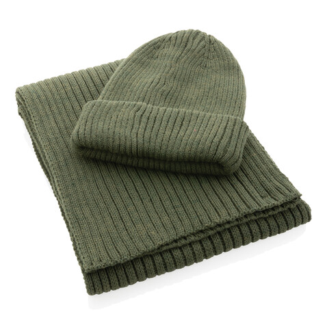 Impact AWARE™ Polylana® doppelt gestrickte Mütze grün bedrucken, Art.-Nr. P453.397