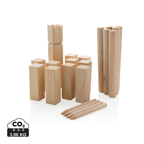 Kubb Outdoor Wurfspiel aus Holz braun bedrucken, Art.-Nr. P453.519