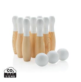 Kegel-Set aus Holz braun bedrucken, Art.-Nr. P453.549