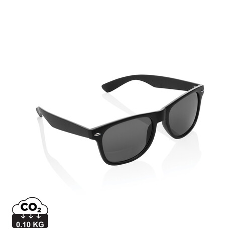 Sonnenbrille aus GRS recyceltem PC Kunststoff schwarz bedrucken, Art.-Nr. P453.961