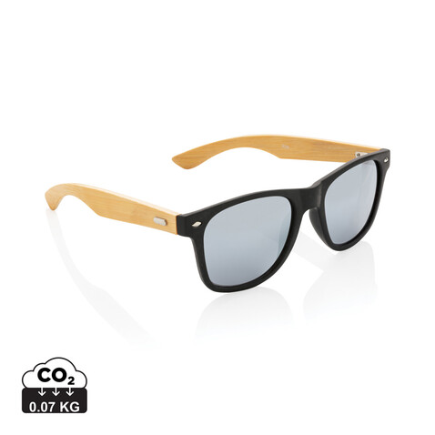 Sonnenbrille aus Bambus und RCS recyceltem Kunststoff schwarz bedrucken, Art.-Nr. P453.971