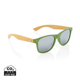 Sonnenbrille aus Bambus und RCS recyceltem Kunststoff grün bedrucken, Art.-Nr. P453.977