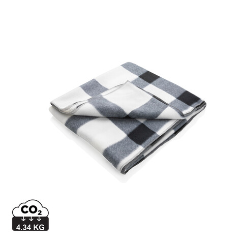 Weiche karierte Fleece-Decke weiß bedrucken, Art.-Nr. P459.053