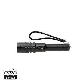 Gear X wiederaufladbare USB Taschenlampe schwarz bedrucken, Art.-Nr. P513.851