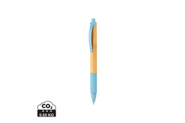 Bambus &amp;amp; Weizenstroh Stift blau bedrucken, Art.-Nr. P610.535