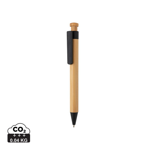 Bambus Stift mit Wheatstraw-Clip schwarz bedrucken, Art.-Nr. P610.541
