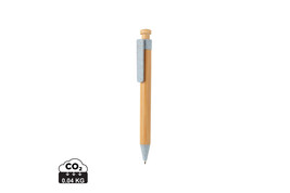 Bambus Stift mit Wheatstraw-Clip blau bedrucken, Art.-Nr. P610.545