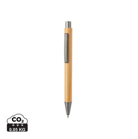 Slim Design Bambus Stift braun, silber bedrucken, Art.-Nr. P610.569